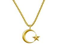 d'origine Türkei Halbmond Kette Herren - Türkisches Wappen mit Venezianerkette in Gold (Edelstahl)