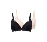 Dorina 2er-Pack Push-Up Plunge BHS Angie - Spitze & Microfaser, Herausnehmbare Kissen, Bügel-Support, Weiß & Nude