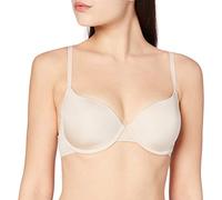 Dorina ADELE Damen Leicht Gepolsterter Demi-BH, Weicher Mikrostoff mit Floralspitzenband, Bügelstütze, Verstellbare Träger, Satinschleife mit Diamantanhänger, Nude