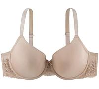 Dorina ADELE Damen Leicht Gepolsterter Demi-BH, Weicher Mikrostoff mit Floralspitzenband, Bügelstütze, Verstellbare Träger, Satinschleife mit Diamantanhänger, Nude