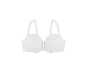 Dorina CELINE Nicht gepolsterter Bügel-BH für Damen, Floralspitze & weicher Mikrofaserstoff, verstellbare Picot-Träger, Power-Mesh-Rücken, Satinschleifendetail, Elfenbein