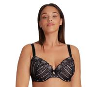 Dorina Damen Celine Leicht Gepolsterter Demi-BH - Bügel-BHS mit Geformten Cups, Florales Spitzendesign und Stützenden U-Rückenflügeln, Schwarz