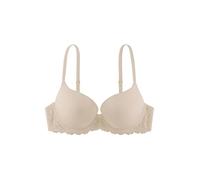 Dorina Damen Claire Super Push-Up Demi-BH - Bügel-BH mit Geformten Cups, Weichem Mikrogewebe und Sinnlichen Spitzendetails, Beige