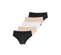 Dorina Damen Classic Hipster Bio Baumwoll Slip, 5er-Pack, Naomi, Schwarz/Schwarz/Elfenbein/Beige/Beige, XL