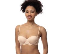 Dorina Damen Michelle Bügel-Bandeau-BH - Leicht Gepolsterte, Geformte Körbchen, Mehrweg Verstellbare Träger, Transparente Träger Inklusive, Beige