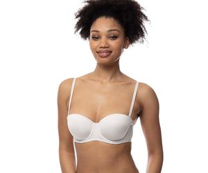 Dorina Damen Michelle Bügel-Bandeau-BH - Leicht Gepolsterte, Geformte Körbchen, Mehrweg Verstellbare Träger, Transparente Träger Inklusive, Weiß