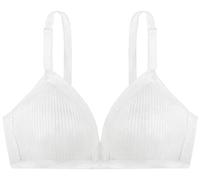 Dorina Damen Tiffany Kabelloser BH mit Volle Abdeckung - Gestreiftes Jersey-Gewebe mit Ladder-Elastikdetails und Verstellbaren Trägern, Weiß