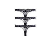 Dorina Essential Lace String 3er-Pack - Hoher Beinanschnitt, Feminine Spitzensilhouette, Passend zum Essential Lace Bralette, Schwarz