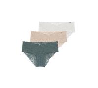 Dorina Lana Damen Spitzen-Slips, 3er-Pack, Mittlere Abdeckung, Alltäglicher Komfort, Hipster Panties, Weich, Grün, Beige, Elfenbein, XXL
