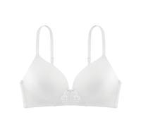 Dorina Michelle Kabelloser Soft-BH - Leicht Gepolstert, Verstellbare Träger, Feine Spitzenverzierung & Power-Mesh-Flügel für Komfort & Halt, Weiß