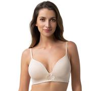 Dorina Michelle Kabelloser Soft-BH - Leicht Gepolstert, Verstellbare Träger, Feine Spitzenverzierung & Power-Mesh-Flügel für Komfort & Halt, Beige