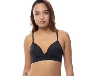 Dorina Michelle Kabelloser Soft-BH - Leicht Gepolstert, Verstellbare Träger, Feine Spitzenverzierung & Power-Mesh-Flügel für Komfort & Halt, Schwarz