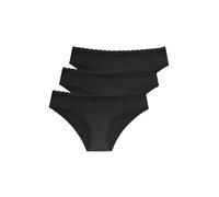 Dorina Naomi Damen Baumwoll Hipster Slips, Damen Unterwäsche, 3er-Pack, Spitzenbund, Weicher und Atmungsaktiver Stoff, Schwarz/Schwarz/Schwarz, XXL