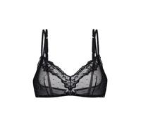 Dorina Origins Ungepolsterter Wireless Bralette - Schimmerndes Punktemesh, Spitzenrand, Verstellbare Träger und Power-Mesh-Rücken, Schwarz