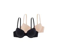 Dorina Set aus 2 niedrig gepolsterten Halb-BHS,Schwarz/Beige,70D