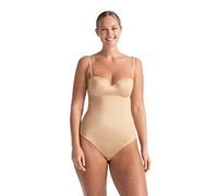 DORINA SUBLIME SCULPT Damen Leicht Gepolsterter String Bodysuit, Mittlere Kontrolle, Verborgene Bügel, Drahtlos, Verstellbare Abnehmbare Träger, Druckknopf-Schritt, Beige
