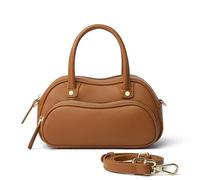 DORIS&JACKY Boston Tasche aus echtem Leder für Damen, kleine Designer-Crossbody-Taschen und Handtaschen mit abnehmbarem Riemen, 2-braun, Small