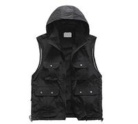 DorkasDE Herren Weste Outdoor Weste Ärmellos Outwear Multi Pockets mit Kapuze