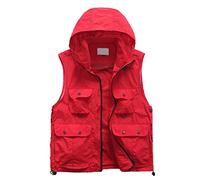DorkasDE Herren Weste Outdoor Weste Ärmellos Outwear Multi Pockets mit Kapuze