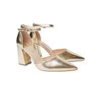 Dorothy Perkins Blanche Damen-Pumps mit spitzem Knöchelriemen, hoher Blockabsatz, goldfarben, Größe 43, Gold, 9
