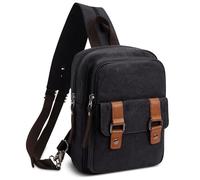 DORRISO Herren Rucksack Damen Klein Tagesrucksäcke Mode Brusttasche Sling Bag Leinwand Schultertaschen Kuriertasche Männer Sporttasche Casual Reise Schule Damen Rucksack Schwarz