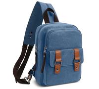 DORRISO Herren Rucksack Damen Klein Tagesrucksäcke Mode Brusttasche Sling Bag Leinwand Schultertaschen Kuriertasche Männer Sporttasche Casual Reise Schule Damen Rucksack Blau B