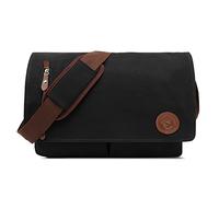 DORRISO Herren Umhängetasche Mode Leinwand Schultertasche Reise Schultertaschen für 15,6 Zoll Notebook Kuriertasche Casual Urlaub Camping Männer Kuriertasche Schwarz