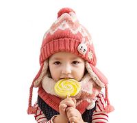 DORRISO Kinder Baby Jungen Mädchen Mütze Schal Set Herbst Winter Frühling Beanie Strickmütze Niedlich Warme Gemütlich Unisex-Baby Wollmütze, M Rosa