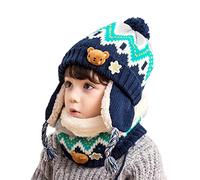 DORRISO Kinder Baby Jungen Mädchen Mütze Schal Set Herbst Winter Frühling Beanie Strickmütze Niedlich Warme Gemütlich Unisex-Baby Wollmütze, M Blau B