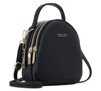 DORRISO Mini Damen Rucksack Elegant Tagesrucksack mit Kopfhörerloch Handtasche für Schule Reisen Lässig Urlaub Outdoor Mädchen Einfach Täglich Wasserdicht Klein PU Leder Backpack Schwarz