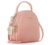DORRISO Mini Damen Rucksack Elegant Tagesrucksack mit Kopfhörerloch Handtasche für Schule Reisen Lässig Urlaub Outdoor Mädchen Einfach Täglich Wasserdicht Klein PU Leder Backpack Rosa
