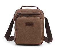 DORRISO Mode Herren Umhängetasche Leinwand Schultertasche Klein Schultertaschen Leicht Kuriertasche Casual Reise Urlaub Camping Männer Leinwand Kuriertasche Braun