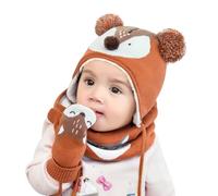 DORRISO Unisex-Baby Jungen Mädchen Mütze Schal Handschuh Set Niedlich Frühling Winter Herbst Beanie Strickmütze Warm Niedlich Klein Fuchs Wintermütze 1-6 Jahre alt Orange M
