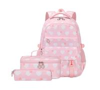 DOSERTY Schulrucksack-Set für Mädchen, mit Lunch-Tasche und Federmäppchen, Büchertasche, lässiger Rucksack, Tagesrucksack für Studenten, stilvolle Schule, 3-teilig, B, Mass Beauty