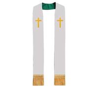 DOSERTY Stola aus Polyester, aufwendig gestickte Details und Quasten, leicht, bequem, für Riester und Predigen, religiöse Stola für Zeremonien, T9, One size