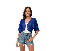 Dosieyeo Damen Bolero Festlich Chiffon Jäckchen 3/4 Arm Bolerojacke Leicht Luftig Sommer Cardigan für Abendkleider,M
