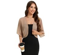 Dosieyeo Damen Bolero Festlich Chiffon Jäckchen 3/4 Arm Bolerojacke Leicht Luftig Sommer Cardigan für Abendkleider,XL