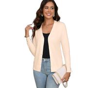 Dosieyeo Leichte Strickjacke Damen Langarm Cardigan mit Knöpfen Casual V Ausschnitt Feinstrickjacke für Herbst Frühling beige,M