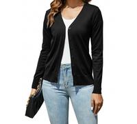 Dosieyeo Leichte Strickjacke Damen Langarm Cardigan mit Knöpfen Casual V Ausschnitt Feinstrickjacke für Herbst Frühling schwarz,XL