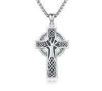 DOTBJ 925 Sterling Silber Baum des Lebens Keltisch Kreuz Anhänger Kette Halskette für Herren Damen mit Edelstahlkette 55,88cm + 5cm