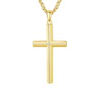 DOTBJ 925 Sterling Silber Kreuz Anhänger Kette Halskette Herren Gold mit Edelstahlkette 55,88cm + 5cm