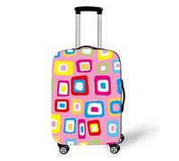DOTBUY Elastisch Kofferhülle, 3D Reise Kofferschutzhülle Gepäck Cover Reisekoffer Hülle Schutz Bezug Schutzhülle Waschbare Reisetasche Kofferbezug (Rosa Quadrat,L (26-28 Zoll))