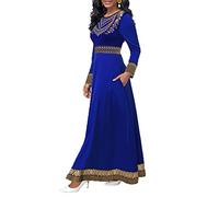 DOTBUY-SHOP Damen Muslim Lange Robe Muslimisches Vintage Kleid Ohne Hijab Naher Osten Dubai Türkei Arab Islamischer Ramadan Sommerkleid Gebetskleidung Abaya für Frauen