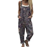DOTBUY-SHOP Jumpsuit Damen Elegant Sommer, 3D-Druck Ärmellos Overall Lang Hosenanzug Lässiger Loose Fit Große Größen Playsuit Outfits Einteiler für Hochzeit Festlich Party