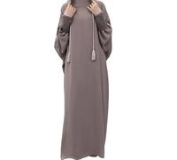 DOTBUY-SHOP Muslimische Kleider Damen mit Kopftuch, Muslimische Kleider Damen Abaya Festlich Winter Kleidung Frauen für Beten mit Kopftuch Modern Herbst, Klassisch Elegant (Khaki,S)