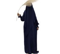 DOTBUY-SHOP Muslimische Kleider Damen mit Kopftuch, Muslimische Kleider Damen Abaya Festlich Winter Kleidung Frauen für Beten mit Kopftuch Modern Herbst, Elegant Einfarbig (Blau,M)