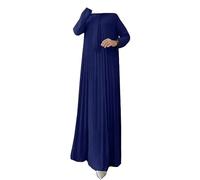 DOTBUY-SHOP Muslimisches Kleid Damen Ohne Hijab Muslim Einfarbig Sommerkleid Lange Robe Naher Osten Dubai Türkei Arab Islamischer Ramadan Gebetskleidung Abaya für Frauen