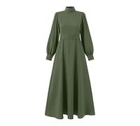 DOTBUY-SHOP Muslimisches Kleid Damen Ohne Hijab Muslim Hoher Kragen Lange Robe Naher Osten Dubai Türkei Arab Islamischer Ramadan Sommerkleid Gebetskleidung Abaya für Frauen