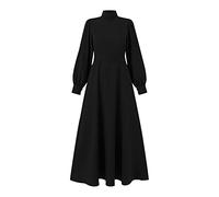 DOTBUY-SHOP Muslimisches Kleid Damen Ohne Hijab Muslim Hoher Kragen Lange Robe Naher Osten Dubai Türkei Arab Islamischer Ramadan Sommerkleid Gebetskleidung Abaya für Frauen