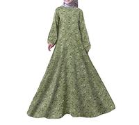 DOTBUY-SHOP Muslimisches Kleid Damen Ohne Hijab Muslim Retro Lange Robe Naher Osten Dubai Türkei Arab Islamischer Ramadan Sommerkleid Gebetskleidung Abaya für Frauen